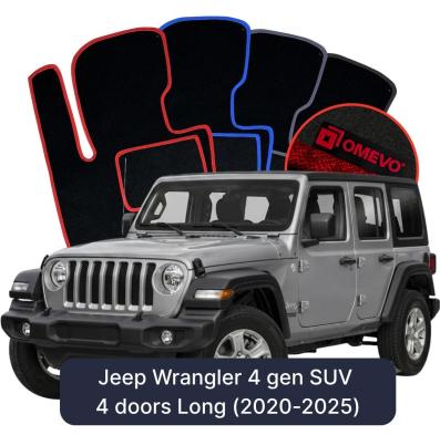 Velour car mats OMEVO for Jeep Wrangler 4 gen SUV 4 door Long (2020-2025)
