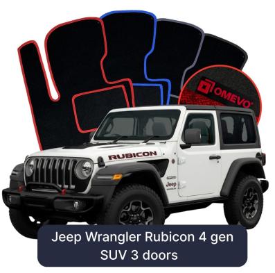 Velour car mats OMEVO for Jeep Wrangler Rubicon 4 gen SUV 3 doors (2017-2025)