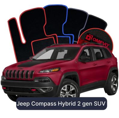 Velour car mats OMEVO for Jeep Compass Hybrid 2 gen SUV (2016-2026)