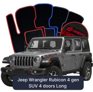 OMEVO Velour Car Mats for Jeep Wrangler Rubicon 4 gen SUV 4 doors (2020-2025)