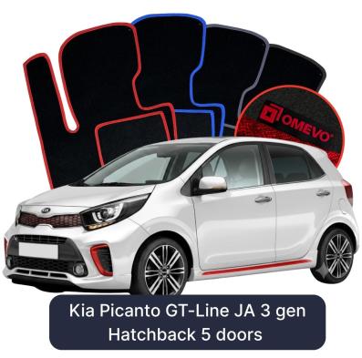 Velour car mats OMEVO for Kia Picanto GT-Line JA 3 gen Hatchback 5 doors (2017-2025)