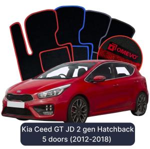 OMEVO Velour Car Mats for Kia Ceed GT JD 2 gen Hatchback 5 doors (2012-2018)