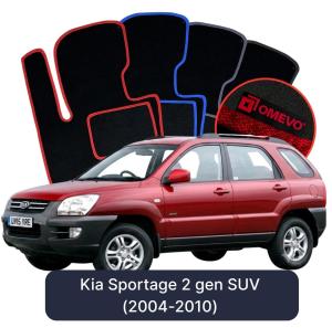 OMEVO Velour Car Mats for Kia Sportage 2 gen SUV (2004-2010)