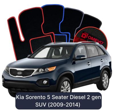 Velour car mats OMEVO for Kia Sorento 5 Seater Diesel 2 gen SUV (2009-2014)