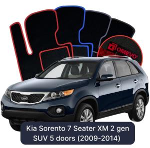 OMEVO Velour Car Mats for Kia Sorento 7 Seater XM 2 gen SUV 5 doors (2009-2014)