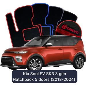 OMEVO Velour Car Mats for Kia Soul EV SK3 3 gen Hatchback 5 doors (2018-2024)