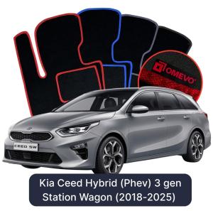 OMEVO Velour Car Mats for Kia Ceed Hybrid 3 gen Station Wagon (2018-2025)
