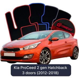 OMEVO Velour Car Mats for Kia ProCeed 2 gen Hatchback 3 doors (2012-2018)