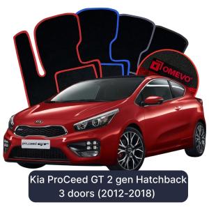 OMEVO Velour Car Mats for Kia ProCeed GT 2 gen Hatchback 3 doors (2012-2018)