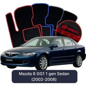 OMEVO Velour Car Mats for Mazda 6 GG1 1 gen Sedan (2002-2008)