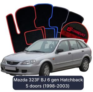 OMEVO Velour Car Mats for Mazda 323F BJ 6 gen Hatchback 5 doors (1998-2003)