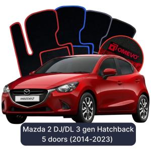 OMEVO Velour Car Mats for Mazda 2 DJ/DL 3 gen Hatchback 5 doors (2014-2023)