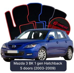 OMEVO Velour Car Mats for Mazda 3 BK 1 gen Hatchback 5 doors (2003-2009)