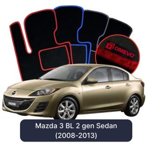 OMEVO Velour Car Mats for Mazda 3 BL 2 gen Sedan (2008-2013)