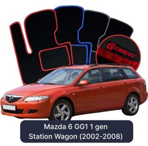 OMEVO Velour Car Mats for Mazda 6 GG1 1 gen Station Wagon (2002-2008)