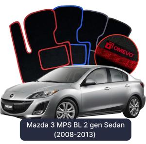 OMEVO Velour Car Mats for Mazda 3 MPS BL 2 gen Sedan (2008-2013)