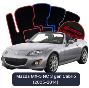 OMEVO Velour Car Mats for Mazda MX-5 NC 3 gen Cabrio (2005-2014)