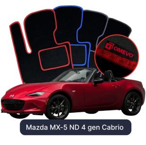 OMEVO Velour Car Mats for Mazda MX-5 ND 4 gen Cabrio (2014-2025)