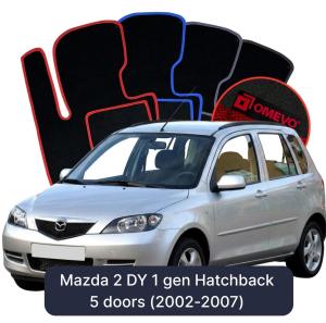 OMEVO Velour Car Mats for Mazda 2 DY 1 gen Hatchback 5 doors (2002-2007)