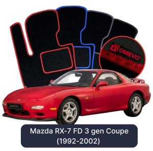 OMEVO Velour Car Mats for Mazda RX-7 FD 3 gen Coupe (1992-2002)