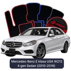 OMEVO Velour Car Mats for Mercedes-Benz E Class USA W212 4 gen Sedan (2010-2016)