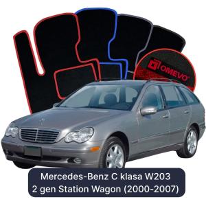 OMEVO Velour Car Mats for Mercedes-Benz C Class W203 2 gen Station Wagon (2000-2007)