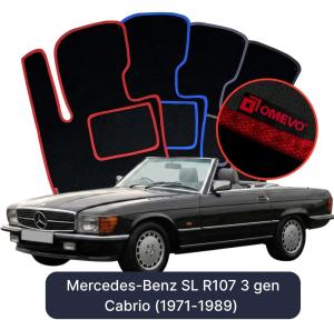OMEVO Velour Car Mats for Mercedes-Benz SL R107 3 gen Cabrio (1971-1989)