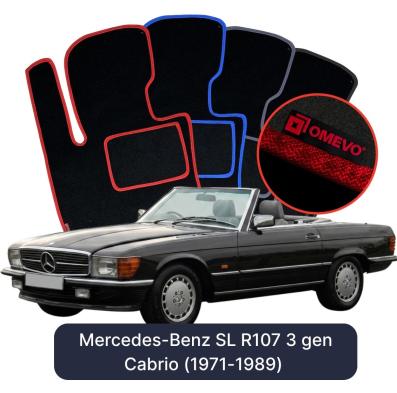 Velour car mats OMEVO for Mercedes-Benz SL R107 3 gen Cabrio (1971-1989)