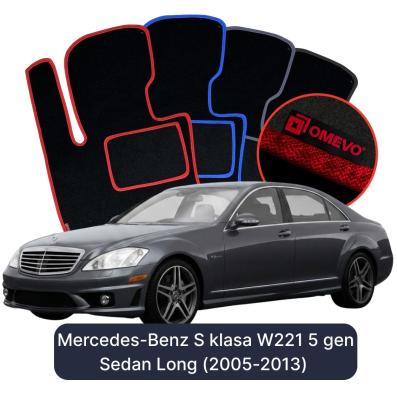 Velour car mats OMEVO for Mercedes-Benz S Class W221 5 gen Sedan Long (2005-2013)