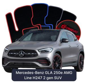 OMEVO Velour Car Mats for Mercedes-Benz GLA 250e AMG Line H247 2 gen SUV (2020-2025)