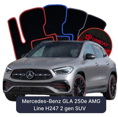 Velour car mats OMEVO for Mercedes-Benz GLA 250e AMG Line H247 2 gen SUV (2020-2025)
