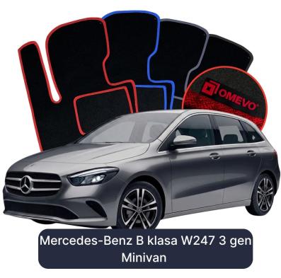 Velour car mats OMEVO for Mercedes-Benz B Class W247 3 gen Minivan (2018-2025)
