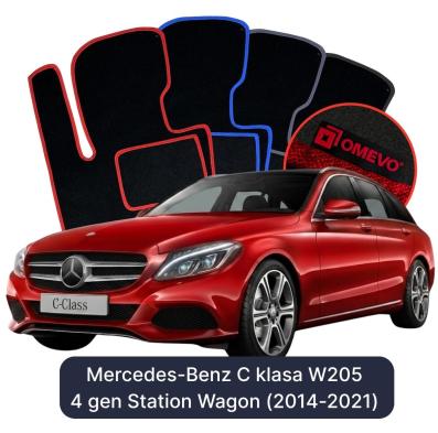 Velour car mats OMEVO for Mercedes-Benz C Class W205 4 gen Station Wagon (2014-2021)