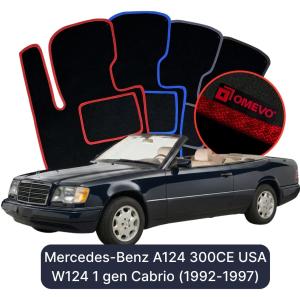 OMEVO Velour Car Mats for Mercedes-Benz A124 300CE USA W124 1 gen Cabrio (1992-1997)