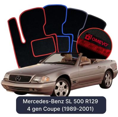 Velour car mats OMEVO for Mercedes-Benz SL 500 R129 4 gen Coupe (1989-2001)