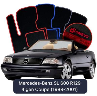 Velour car mats OMEVO for Mercedes-Benz SL 600 R129 4 gen Coupe (1989-2001)