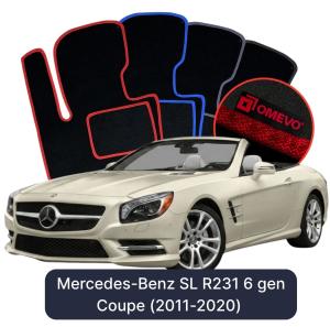 OMEVO Velour Car Mats for Mercedes-Benz SL R231 6 Gen Coupe (2011-2020)