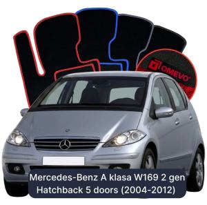 OMEVO Velour Car Mats for Mercedes-Benz A Class W169 2 gen Hatchback 5 doors (2004-2012)