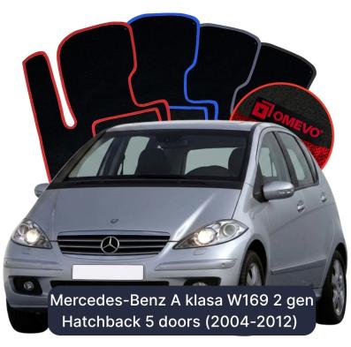 Velour car mats OMEVO for Mercedes-Benz A Class W169 2 gen Hatchback 5 doors (2004-2012)