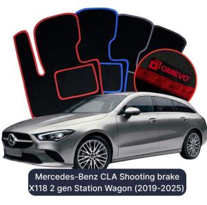 OMEVO Velour Car Mats for Mercedes-Benz CLA Shooting brake X118 2 gen Station Wagon (2019-2024)