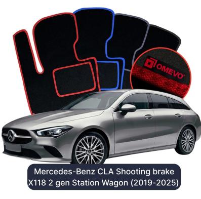 Velour car mats OMEVO for Mercedes-Benz CLA Shooting brake X118 2 gen Station Wagon (2019-2024)