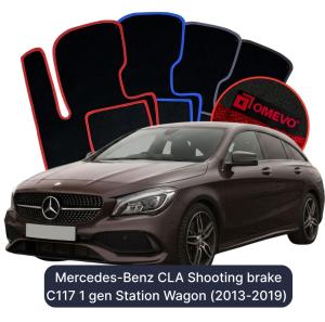 OMEVO Velour Car Mats for Mercedes-Benz CLA Shooting brake C117 1 gen Station Wagon (2013-2019)