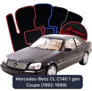 OMEVO Velour Car Mats for Mercedes-Benz CL C140 1 gen Coupe (1992-1999)