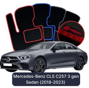 OMEVO Velour Car Mats for Mercedes-Benz CLS C257 3 gen Sedan (2018-2023)