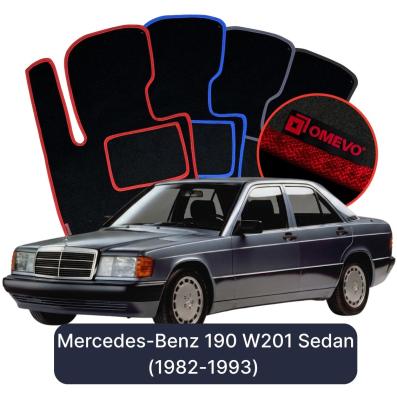 Velour car mats OMEVO for Mercedes-Benz 190 W201 Sedan (1982-1993)