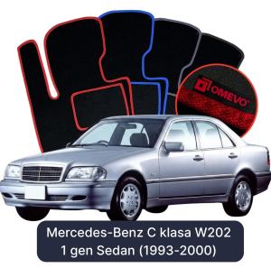 OMEVO Velour Car Mats for Mercedes-Benz C Class W202 1 gen Sedan (1993-2000)