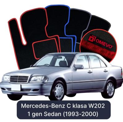 Velour car mats OMEVO for Mercedes-Benz C Class W202 1 gen Sedan (1993-2000)