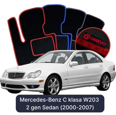 Velour car mats OMEVO for Mercedes-Benz C Class W203 2 gen Sedan (2000-2007)