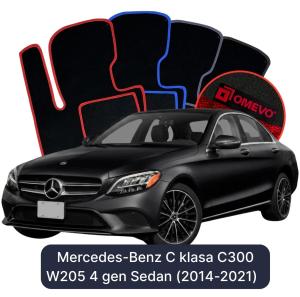 OMEVO Velour Car Mats for Mercedes-Benz C Class C300 W205 4 gen Sedan (2014-2021)