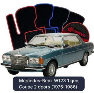 OMEVO Velour Car Mats for Mercedes-Benz W123 1 gen Coupe 2 doors (1975-1986)